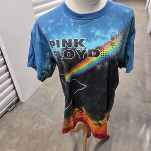 Pink Floyd Kids Tie-Dye Graphic Tee in Blue, Black and Rainbow